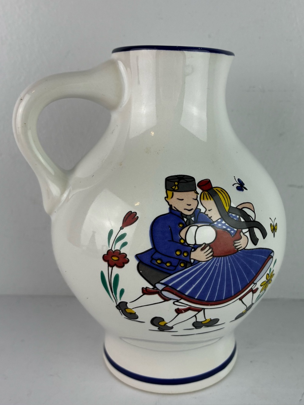 Waechtersbach Germany Ursula Fesca  Pottery Vintage Pitcher Polka Dancing Couple